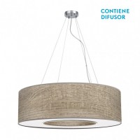 Distribuidor - Lâmpadas Diversas | Colgantes Moderno | COLGANTE GRANDE HAITI 4XE27 CROMO/MADERA GRIS REGX80X80 CM Ref: 051998083